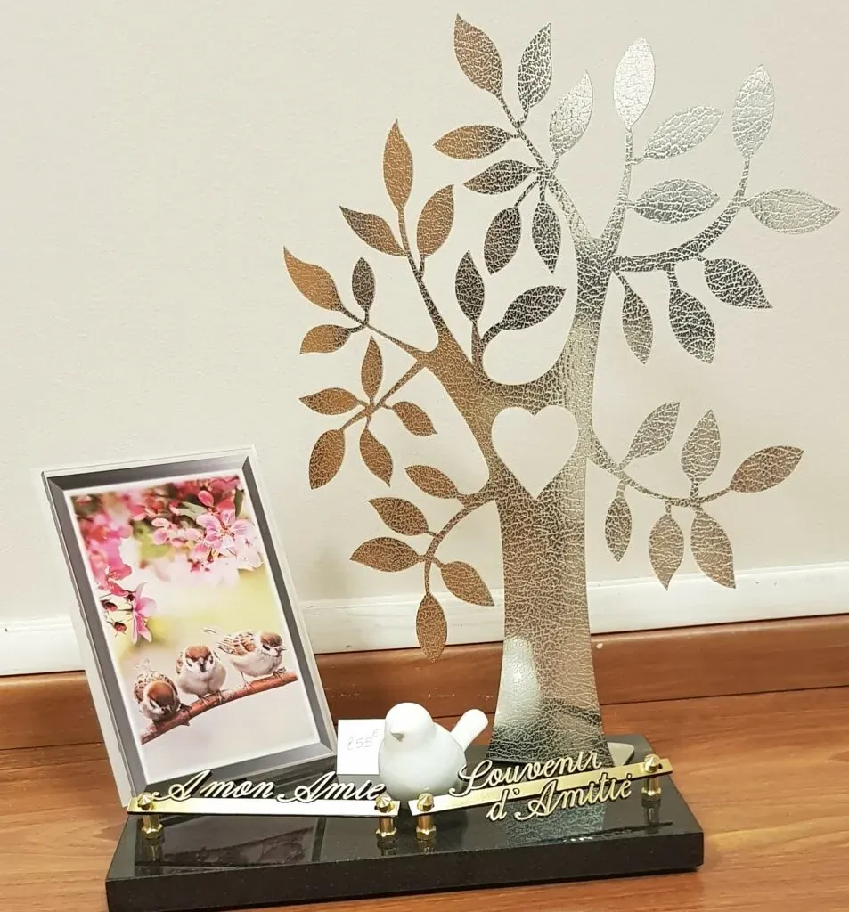 Plaque funéraire Arbre de vie avec cadre photo oiseaux.